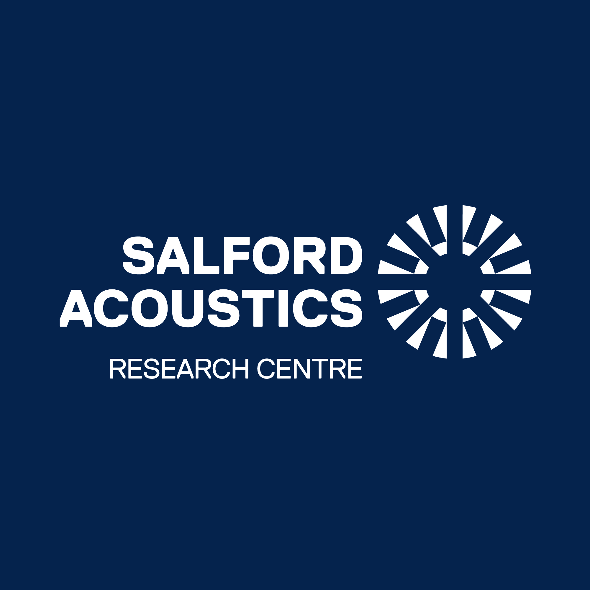 Salford Acoustics Logo, with supplementary text "reserach centre"