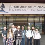 Most (!) of the Forum Acusticum 2026 Salford team outside the conference venue in Graz